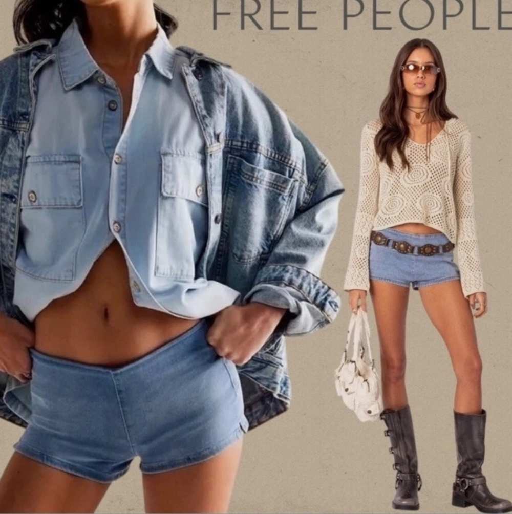 Free People Sahara Mini Jean Shorts Size 26